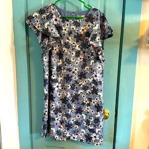 NWT Loft Outlet blue floral flutter sleeve shift dress